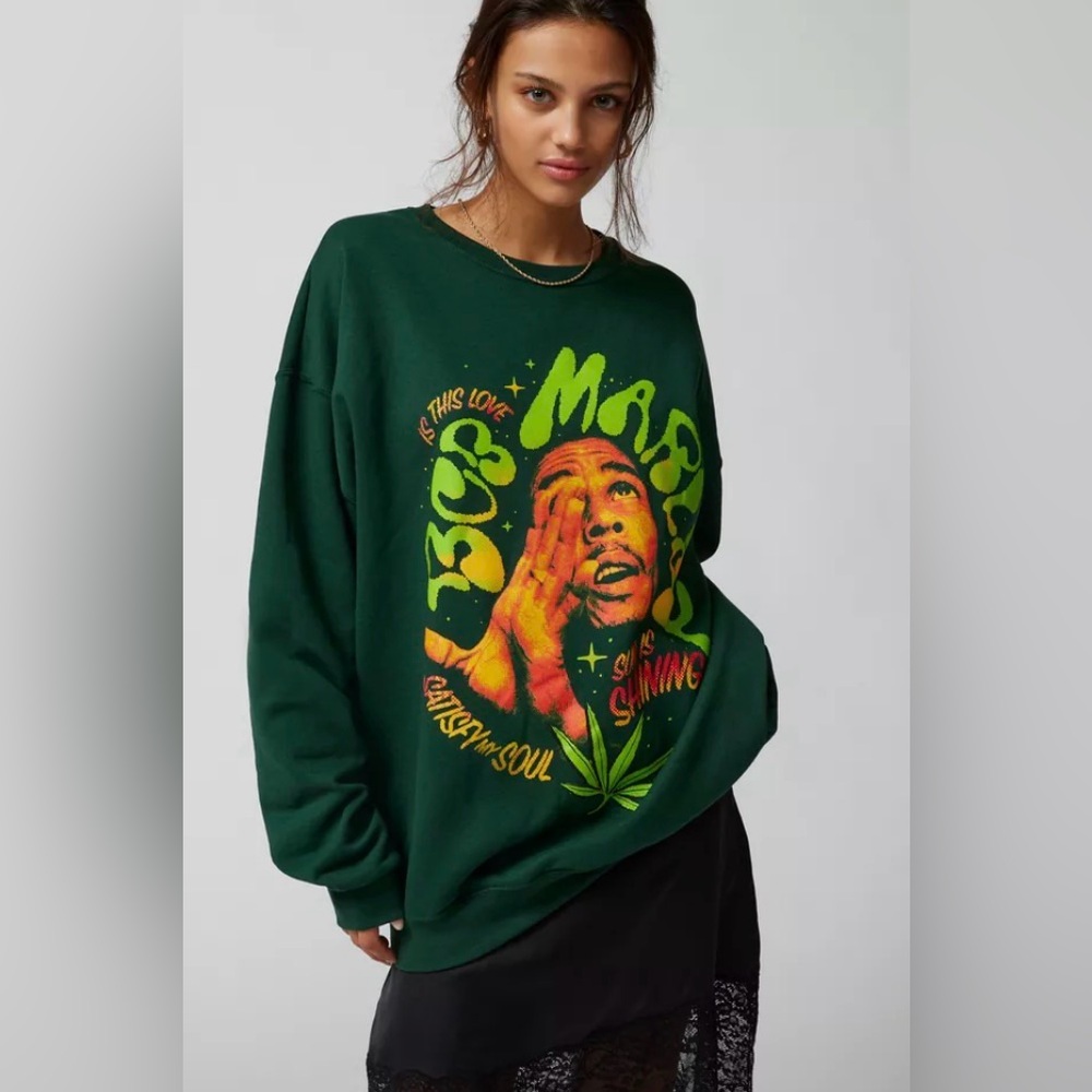 Bob Marley Zion rootswear L/XL  green sweatshirt